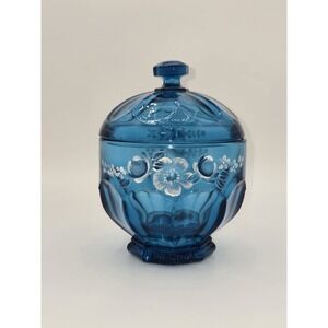 Fenton Art Glass Indigo Blue Candy Dish 2008 QVC Painted By‎ D Frederick
